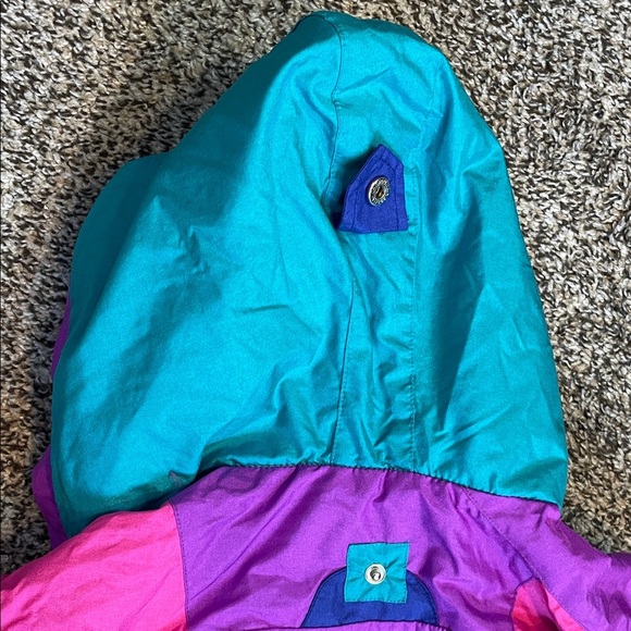 Vintage Mini Club Kids Ski Snowsuit – Retro 80s/90s Colorblock Hooded One-Piece - Picture 6 of 12